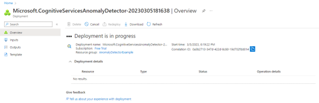 Create Anomaly Detector step 2